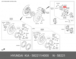Ось направляющая тормозного суппорта задняя 58221-1H000 582211H000 HYUNDAI KIA