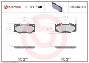 P83140 колодки дисковые передние!\ Toyota Hilux 2.5D-4D 07> P83140 BREMBO
