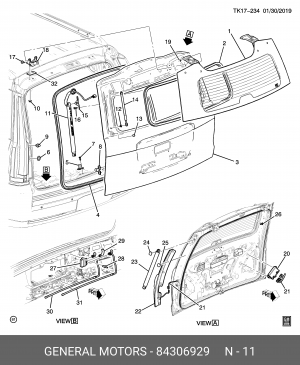 Амортизатор CADILLAC Escalade (15-20) крышки багажника (ACDelco Professional) OE 84306929 GENERAL MOTORS
