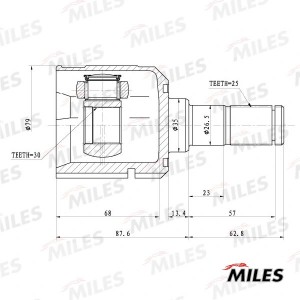 ШРУС внутренний HYUNDAI MATRIX 01-06/ ELANTRA/LANTRA 95-06 GA10066 GA10066 MILES