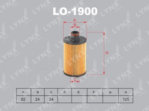 фильтр масляный! SsangYong New Action D20 10> LO-1900 LYNXAUTO