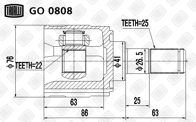 ШРУС внутренний GO 0808 TRIALLI