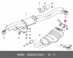 кронштейн глушителя!\ BMW X3 E83 04-10 18 30 3 413 461 BMW