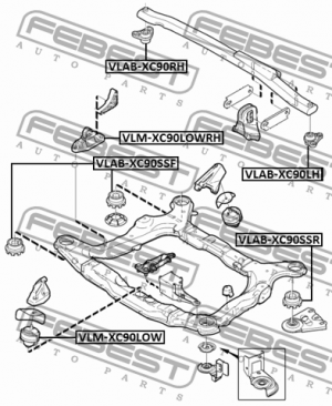 Сайлентблок поперечной тяги левый VOLVO XC90 03- VLAB-XC90LH VLAB-XC90LH FEBEST