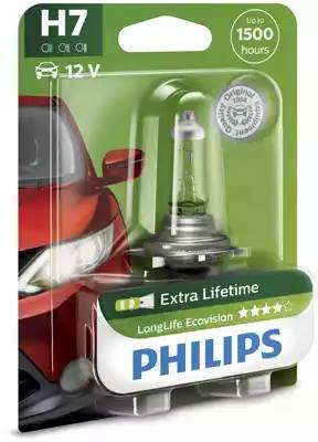 Лампа 12V H7 55W PX26d блистер (1шт.) Long Life Eco Vision PHILIPS 12972LLECOB1 PHILIPS