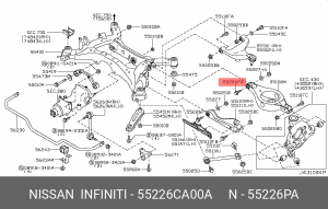 Болт с двухгранной головкой 55226-CA00A 55226CA00A NISSAN