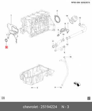 Сальник коленвала CHEVROLET Aveo передний OE 25194224 GENERAL MOTORS