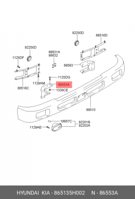 Кронштейн бампера HYUNDAI HD65,72,78 переднего левый OE 865135H002 HYUNDAI KIA