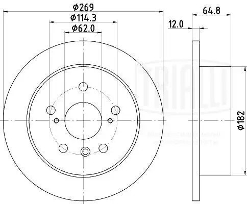 Диск торм. Toyota Camry (01-)/Lexus ES (01-) зад. d=269 (окраш.) (DF 190302)  2ш DF190302 TRIALLI