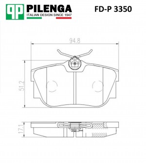 Колодки тормозные задние диск 94,7х50,9х16,5 VW T4 FD-P3350 FDP3350 PILENGA