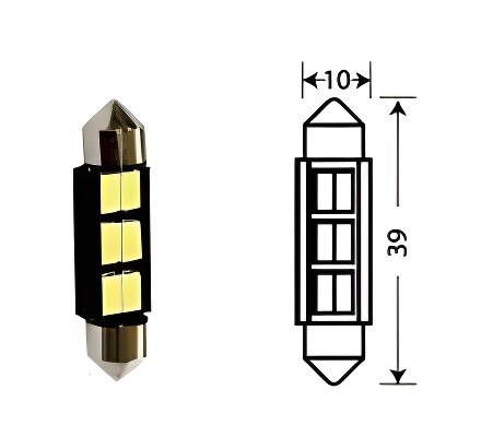 Лампа светодиодная сигнальная C5W 12V T11x39 SV8.5/8 Super White 12V цена за ком 12T11/BLK07/2BL MAYAK