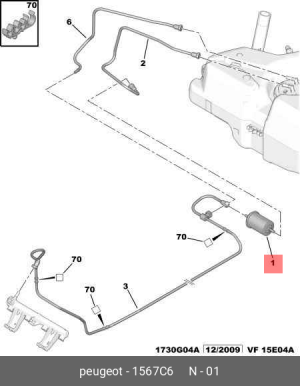 Фильтр топливный 1567 C6 CITROEN PEUGEOT