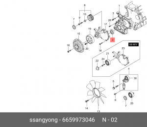 Сальник коленвала SSANGYONG Actyon (06-),Kyron (05-),Rexton (02-) (D20/27) перед 6659973046 SSANG YONG