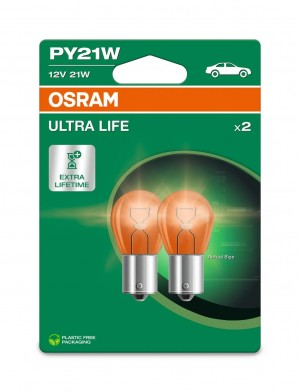Лампа 12V PY21W BAU15s желтая блистер (2шт.) Ultra Life OSRAM 7507ULT2BL OSRAM