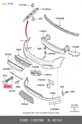 Ford Europe,Пружина крепления эмблемы 1505788 1505788 FORD