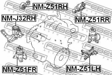 Опора двигателя левая NISSAN MURANO Z51 2007-2014 NM-Z51LH NM-Z51LH FEBEST