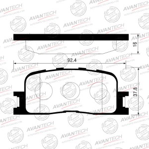 Колодки тормозные дисковые Avantech задние (противоскрипная пластина в компл.) AV1035 AVANTECH