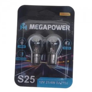 Лампа 12V P21/4W BAZ15d блистер (2шт.) Standart MEGAPOWER 37033046 MEGA POWER