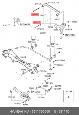 болт рычага зад. поперечн.!\ Hyundai Elantra HD 06> 551172G000 HYUNDAI