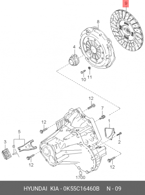 Диск сцепления KIA Bongo 3 (06-) (2.7/3.0),Carnival (99-) (2.5) OE 0K55C16460B HYUNDAI KIA