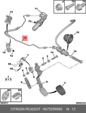 трубка привода сцепления!\ Citroen Berlingo, Peugeot 307/Partner 96752990 80 CITROEN PEUGEOT