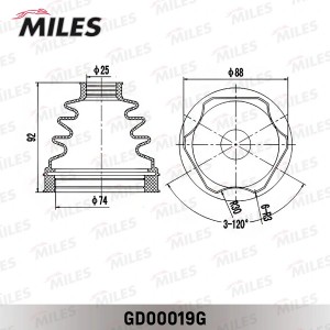 Пыльник ШРУСа внутренний передний (со смазкой) NISSAN PATHFINDER R51M/NAVARA D40 GD00019G MILES