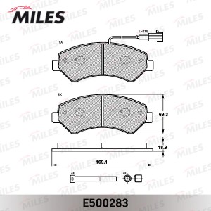 Колодки тормозные передние (Смесь CERAMIC серия PRO) CITROEN JUMPER/FIAT DUCATO/ E500283 MILES