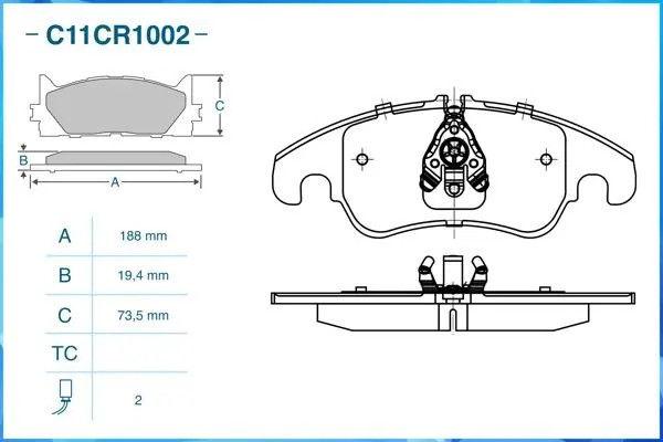 Тормозные колодки передние Low Metallic C11CR1002 C11CR1002 CWORKS