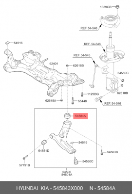 Сайлентблок HYUNDAI Solaris KIA Rio (11-) рычага переднего задний OE 545843X000 HYUNDAI KIA