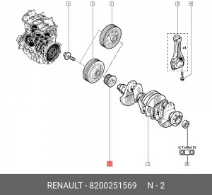 Шестерня RENAULT Laguna (01-08) коленвала OE 8200251569 RENAULT
