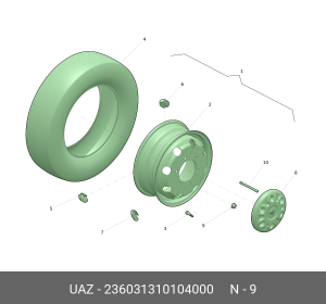 Гайка колеса УАЗ Профи Полуторка 4х2 (21-) (ОАО УАЗ) 236031310104000 UAZ UAZ