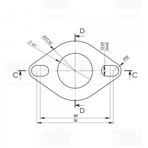 Фланец универсальный d=44 под шпильку 13.6 мм (алюминизированная сталь) EMPF4413 TRIALLI