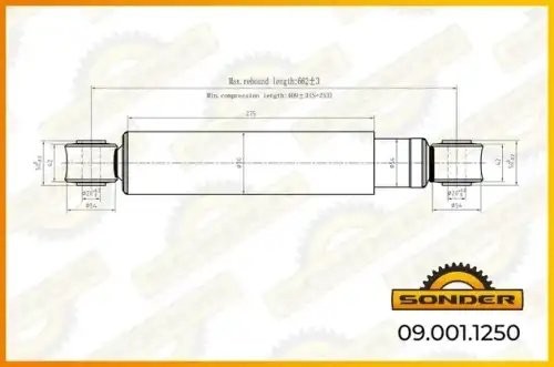 Амортизатор подвески (передний) RVI о.н 5010630748 — 2 года безусловной гарантии 090011250 SONDER