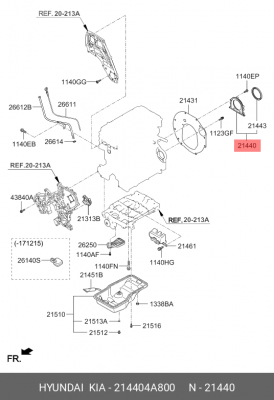 Сальник коленвала HYUNDAI ЕХ8 задний с корпусом ОЕ 214404A800 HYUNDAI KIA