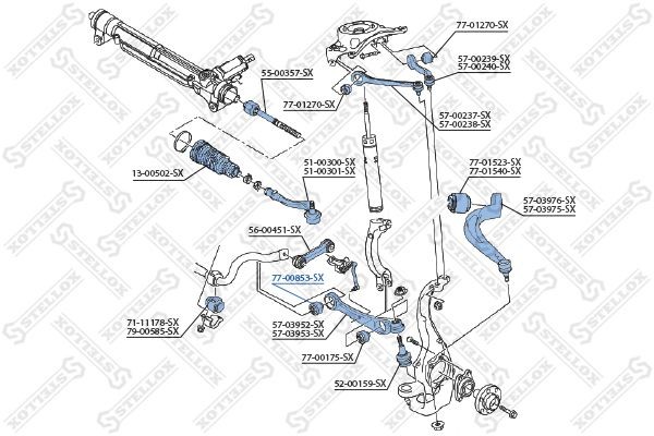 сайлентблок рычага ниж. перед. внутр.!\ Audi A4/A5 all 07> 77-00853-SX STELLOX