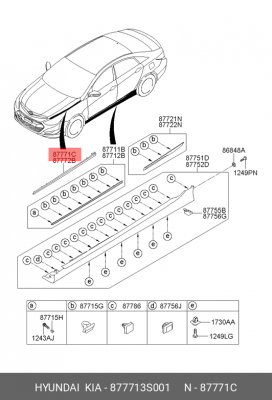 Молдинг крыла HYUNDAI Sonata YF (10-) левого (хром) OE 877713S001 HYUNDAI KIA