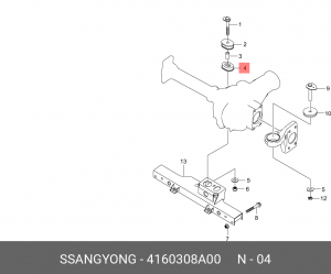 Подушка SSANGYONG Kyron (05-) переденего моста нижняя OE 4160308A00 SSANG YONG
