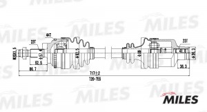 Привод в сборе правый RENAULT CLIO II/KANGOO 1.5D 01-09 (GKN 304972) GC02105 GC02105 MILES