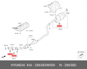 Крепеж HYUNDAI Santa Fe (06-) глушителя OE 28658-3W000 HYUNDAI KIA