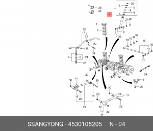Амортизатор SSANGYONG Musso задний левый/правый газовый OE 4530105205 SSANG YONG