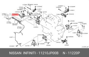 опора двигателя правая!\ Nissan 11210-JP00B NISSAN