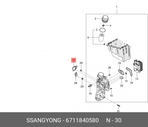 Прокладка SSANGYONG Actyon (10-) (D20) корпуса масляного фильтра OE 6711840580 SSANG YONG