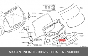 клипса молдинга багажника!\ Nissan Qashqai J10 06> 90825-JD00A NISSAN