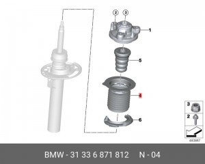 Пыльник амортизатора BMW 3 (G20) переднего (1шт.) OE 31 33 6 871 812 BMW