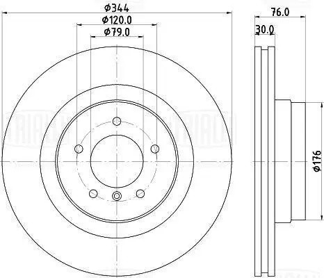 Диск торм. Land Rover Range Rover III (02-) перед. d=344 (окраш.) (DF 270070) DF270070 TRIALLI