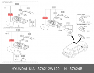 СТЕКЛО' ЗЕРКАЛА ДВЕРИ 876212W120 HYUNDAI KIA