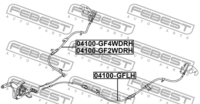 Трос ручника правый 04100-GF2WDRH 04100-GF2WDRH FEBEST