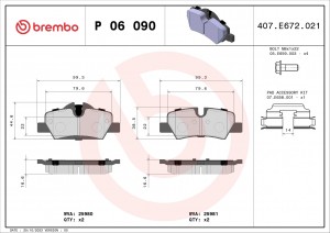 Колодки тормозные P06090 P06090 BREMBO