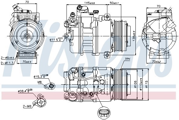 компрессор кондиционера!\ BMW X5 E70 3.0/4.0D 07>/F01 3.0/4.0D08> 89574 NISSENS