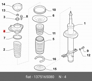 ОПОРА ПЕРЕДНЕГО АМОРТИЗАТОРА, ЛЕВАЯ 1375165080 FIAT